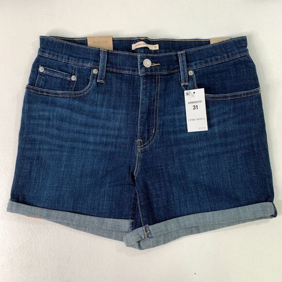 Levi's Women's Shorts 31 Mid Length Denim Distressed Cuffed Shorts 31W 12 - Picture 1 of 8